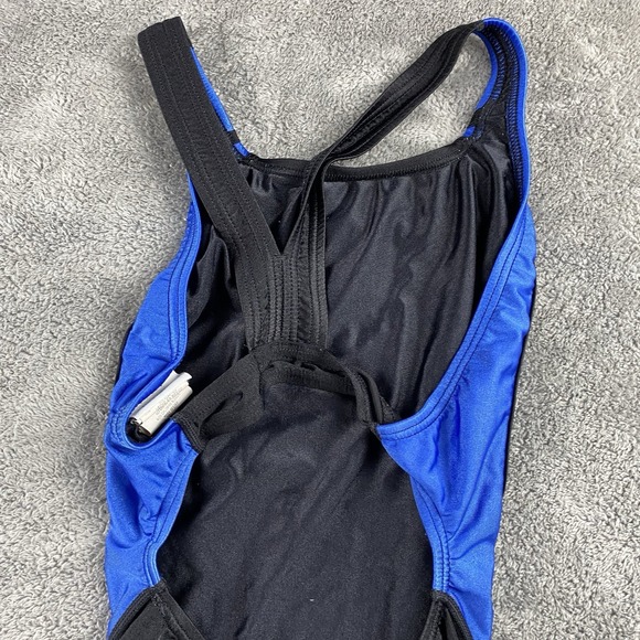Speedo Racerback Swimsuit Womens 14 Black Blue One Piece - Picture 14 of 15